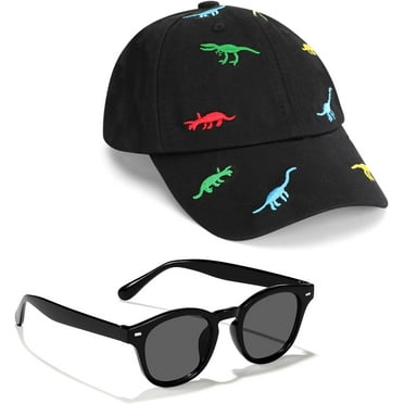 Toddler Baseball Cap with Sunglasses UV Protection Outdoor Adjustable Dinosaur Hat for Kids Boys Girls Age 2-5 Years