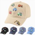 thumbnail image 1 of Toddler Baseball Hat Childrens Baseball Cap With Car Design Embroidered For Boys And Girls Cartoon Mesh Cap Washed Vintage Sun Fishing Hat 3-8 Years,Black, 1 of 7