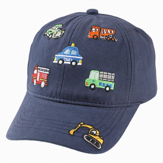 Toddler Baseball Hat Childrens Baseball Cap With Car Design Embroidered For Boys And Girls Cartoon Mesh Cap Outdoor Sun Hat 3-8 Years,Navy