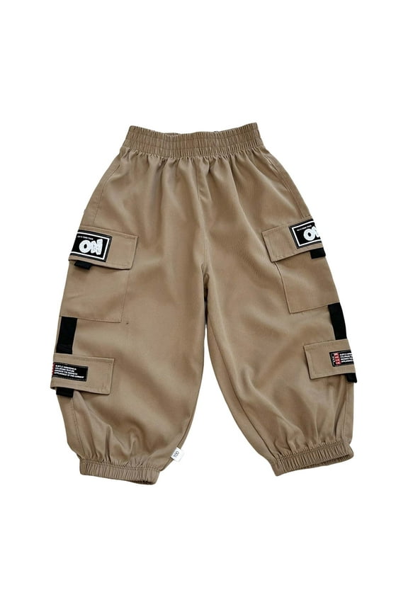 Toddler Baseball Pants White Boys Girls Cargo Pants, Quick Dry Lightweight Elastic Waist Kids Trousers with Pockets for Sports Outdoor