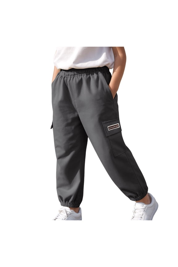 Toddler Baseball Pants White Sweatpants for Teen Boys Casual Workout Active Joggers Elastic Waist Cargo Sweat Pants with Pockets 3-14T