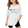 thumbnail image 1 of Toddler Basic Tees Short Sleeve T Shirt Girls Graphic Printed Top for Kids Girls Cartoon Printed Cartoon Printed Trendy Clothes #White 9 -10, 1 of 7