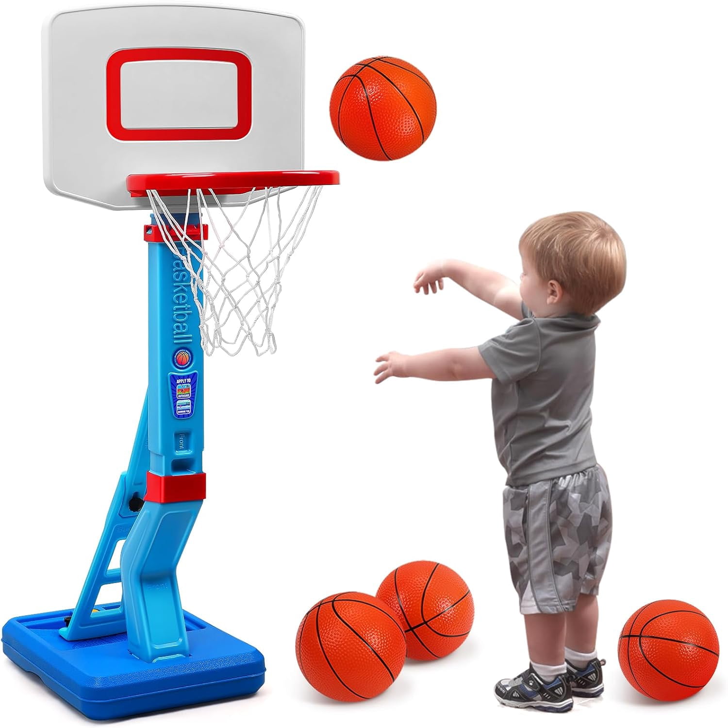 Toddler Basketball Hoop - Height Adjustable Kids Basketball Hoops for Indoor & Outdoor Play - Portable Mini Basketball Goal for Poolside- Game Sport Toys for Boys & Girls Age 1 2 3 4 5