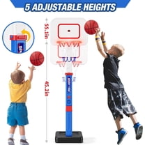Toddler Basketball Hoop with Scoreboard/LED Basketball Rim/4 Balls, 55" Height Adjustable Basketball Hoop for Kids 3-5, Indoor Outdoor Sport Toys Birthday Gifts for Baby Boys Girls