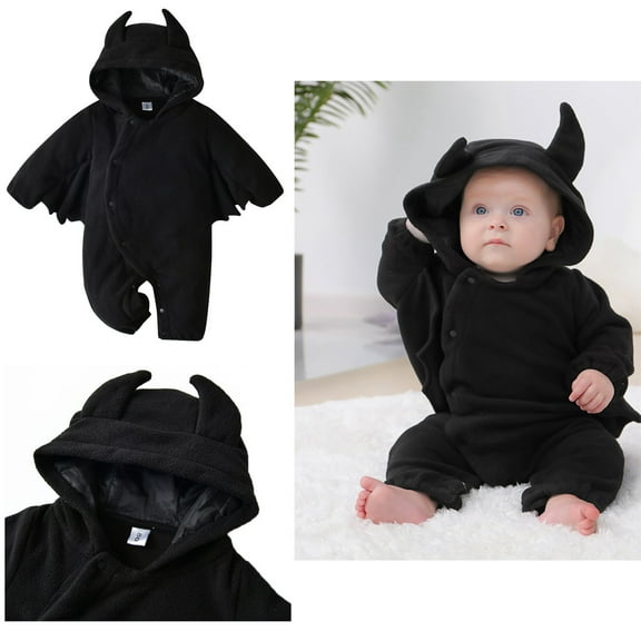 Toddler Bat Toddler Halloween Bodysuit Romper with Hat Outfits Set 6-9 Month Halloween Boy