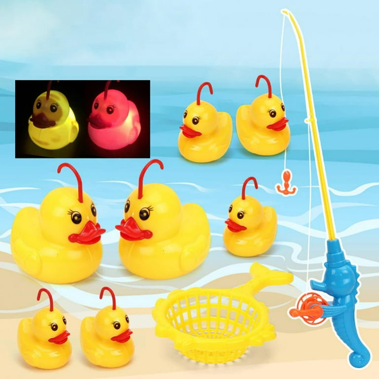Toddler Bath Toys | Water Toy Set of 2 Fishing Poles and 7 Rubber Ducks |  Toddler Pool Toys for Kids Outdoor | Water Table Toy Colors for Girls and