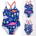 thumbnail image 1 of Toddler Bathing Suit Girl Tankini Dinosaur Print Two Piece Swimsuit Upf 50+ Girls Kids Summer Beach Pool Cute Sweet Style Bathing Swimwear Blue L, 1 of 7