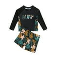 thumbnail image 1 of Toddler Bathing Suits For Boys Letter Floral Print Long Sleeve Tops Shorts Pants Swim Beach Bathing Swimsuit 2PCS Set Black,3Y, 1 of 5