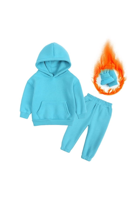Toddler Bbay Boys Girls 2 Pieces Sweatsuit Sets Basic Solid Long Sleeve Hoodie Pullover Sweatshirt Jogging Pants Athletic Tracksuit Fall Winter Outfits for Boy Girl 3-4 Years