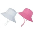 thumbnail image 1 of Toddler Beach Hat UPF 50+ Sun Protection Kids Sun Hat Camping Wide Brim Baby Hats with Mesh Liner Pink White 0-6 Months, 1 of 8