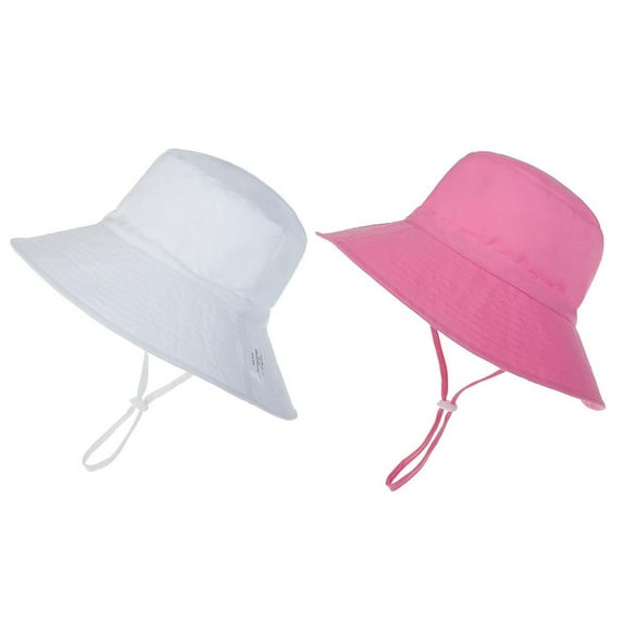 Toddler Beach Hat UPF 50+ Sun Protection Kids Sun Hat Camping Wide Brim Baby Hats with Mesh Liner Pink White 0-6 Months