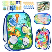 AOSITE Toddler Bean Bag Toss Game for Kids 3-8, 7-in-1 Outdoor Cornhole Board Set with Ring Toss, Sticky Balls Darts, Backyard Lawn Party Games, Birthday for Boys Girls with Storage Bag