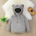 thumbnail image 1 of Toddler Bear Ears Baby Hoodie | Winter Warm Flannel Coat for Boys & Girls 1-6 Years | Soft Long Sleeve Outerwear with Cute Ears | Casual Baby Sweatshirt(Grey,1-2Years), 1 of 5
