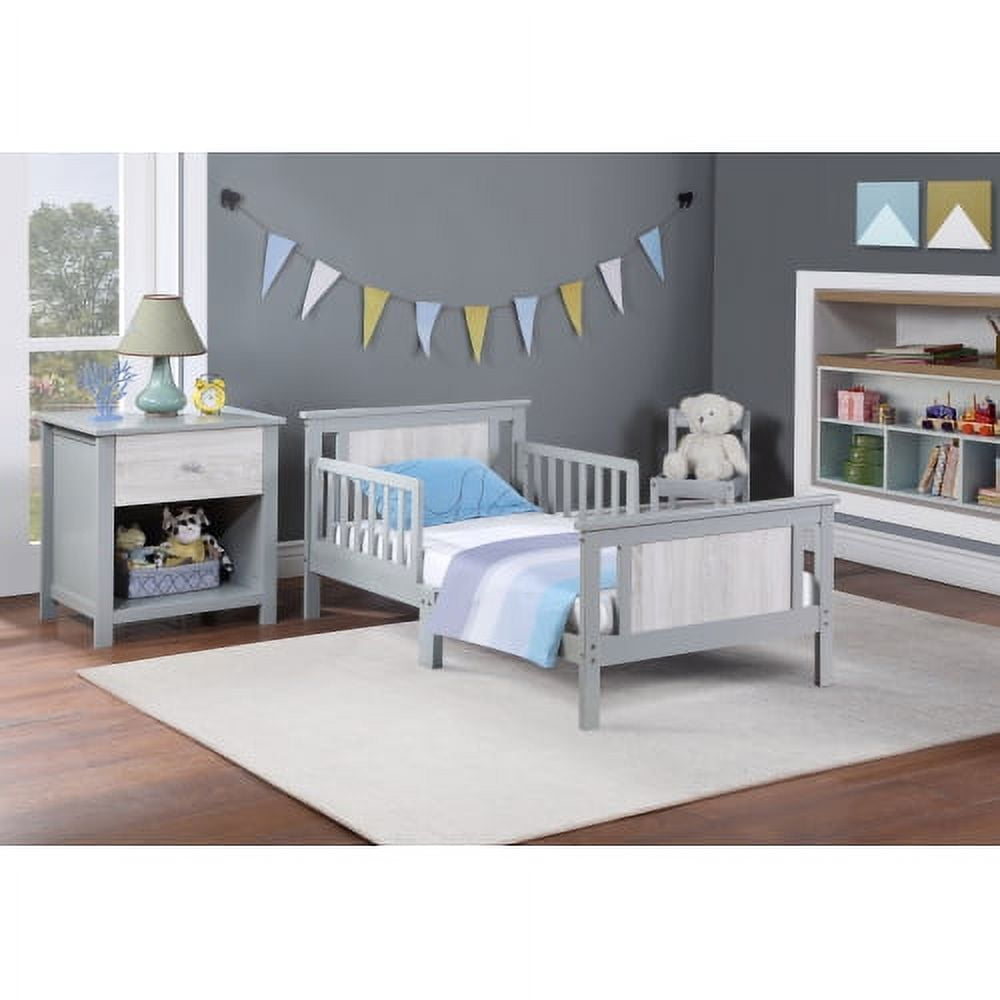 Crib Frame Toddler Bed Frame, Solid Rubber Wood Frame w/Safety Guardrail, Fits ...
