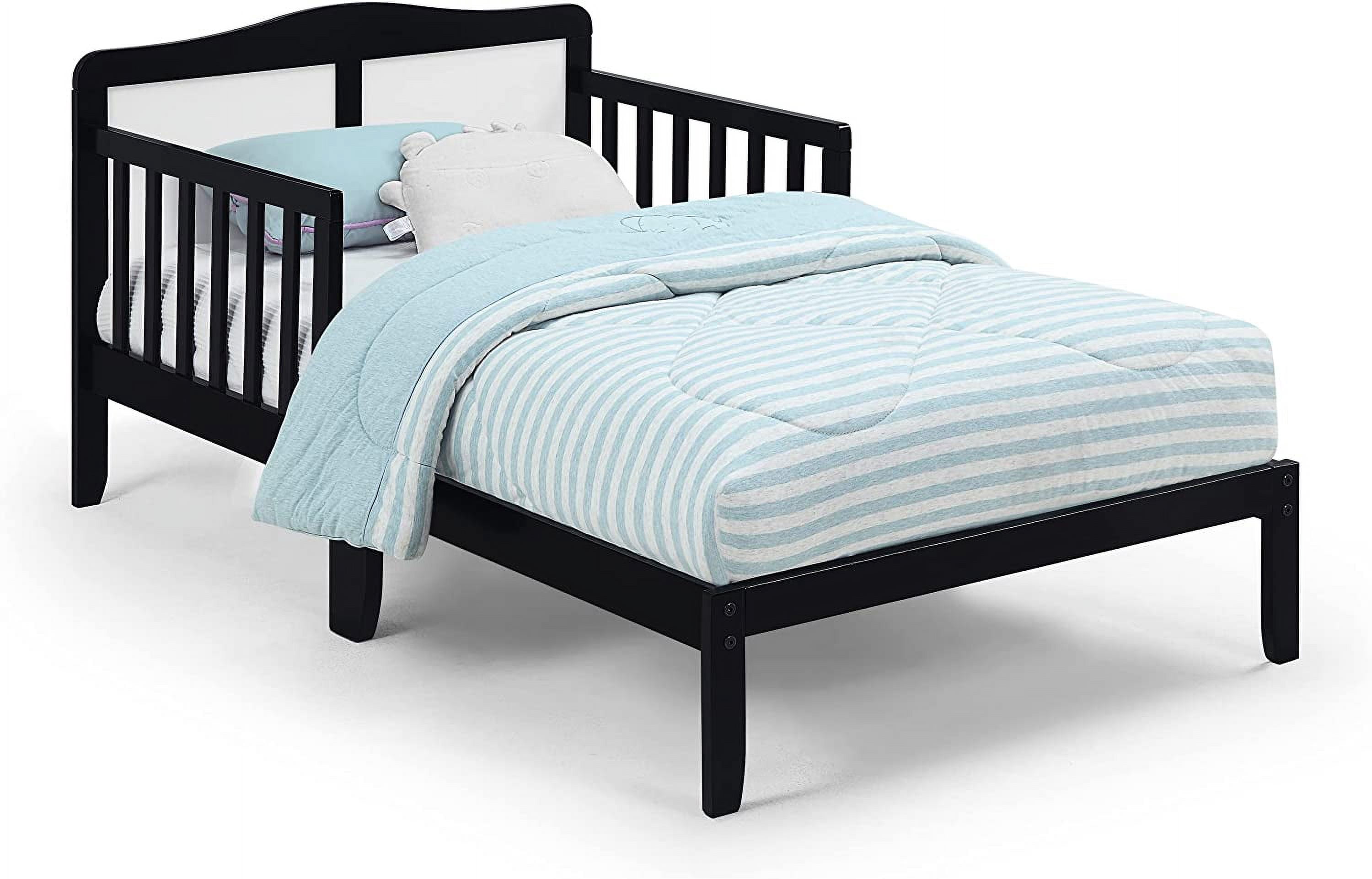 Toddler Bed Frame With Safety Guardrails, Solid Wood Toddler Bed For