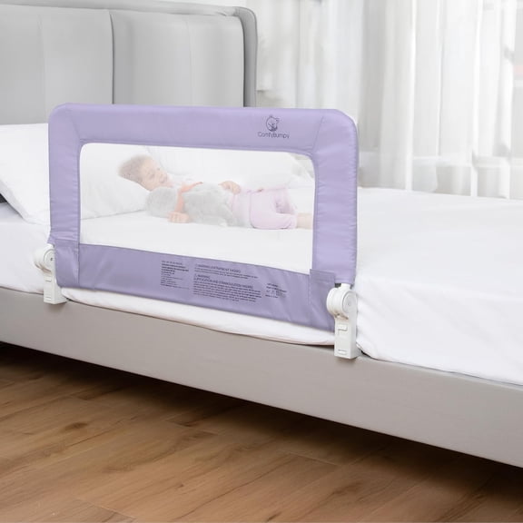 ComfyBumpy Toddler Bed Rail Guard, 35.5" x 19.5" Regular Swing Down Rail for Kids Beds, Purple, 1 pack