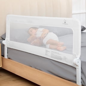 ComfyBumpy Toddler Bed Rail Guard, 55.5"x 23.5" Tall Swing Down Rail for Kids Beds, White, 1 pack
