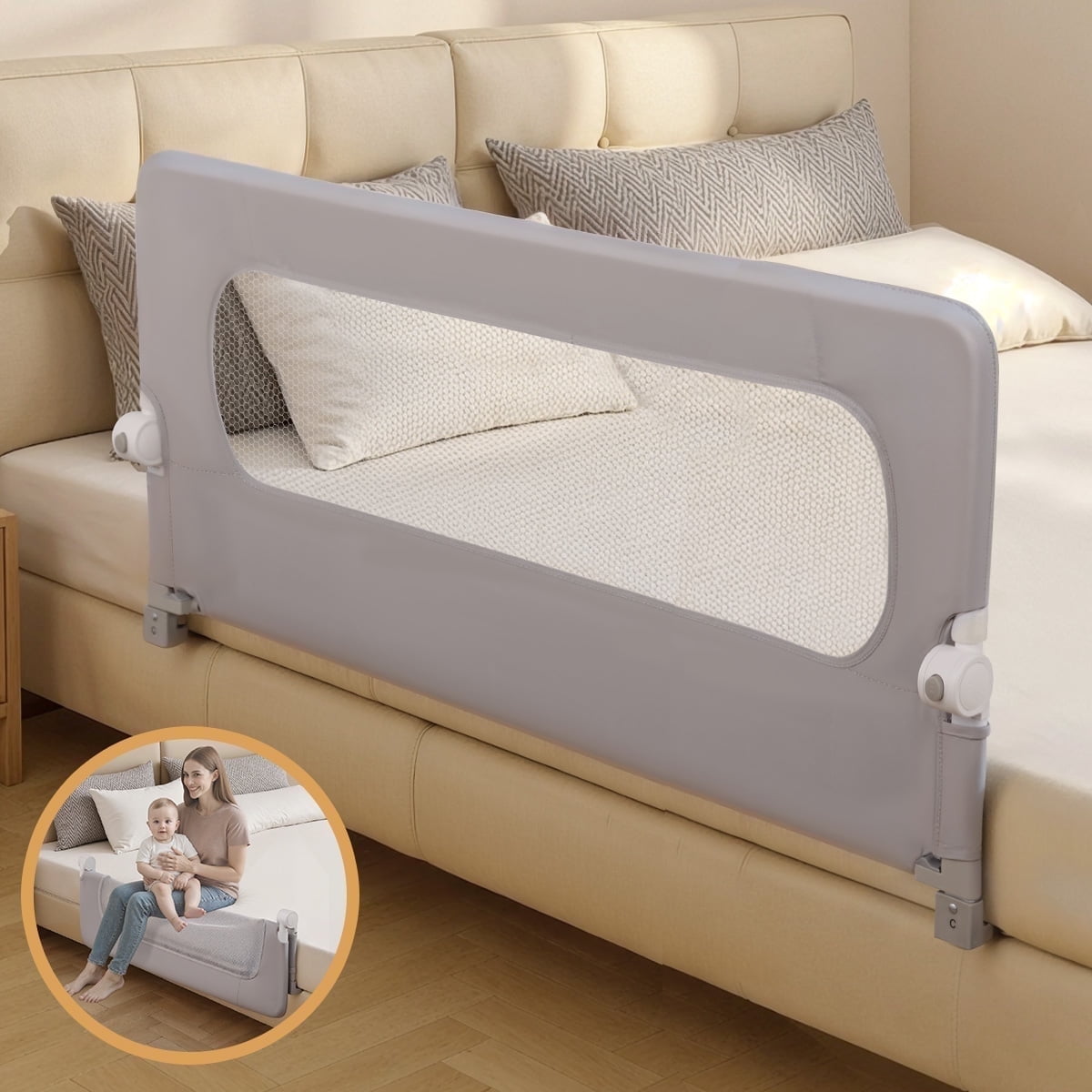 Bed Rail for Toddlers, Caveen 47" Toddler Bed Rails, Bed Rail Guard for Kids, Twin, Full, Queen Bed