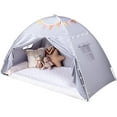 thumbnail image 1 of Toddler Bed Tent Canopy: Lights & Flags Indoor Floor Bed Kids Tent Playhouse - Portable & Foldable Twin Bunk Bed Curtains - Girls & Boys Bedroom Privacy Space Sleeping Tents Gifts (Gray), 1 of 12