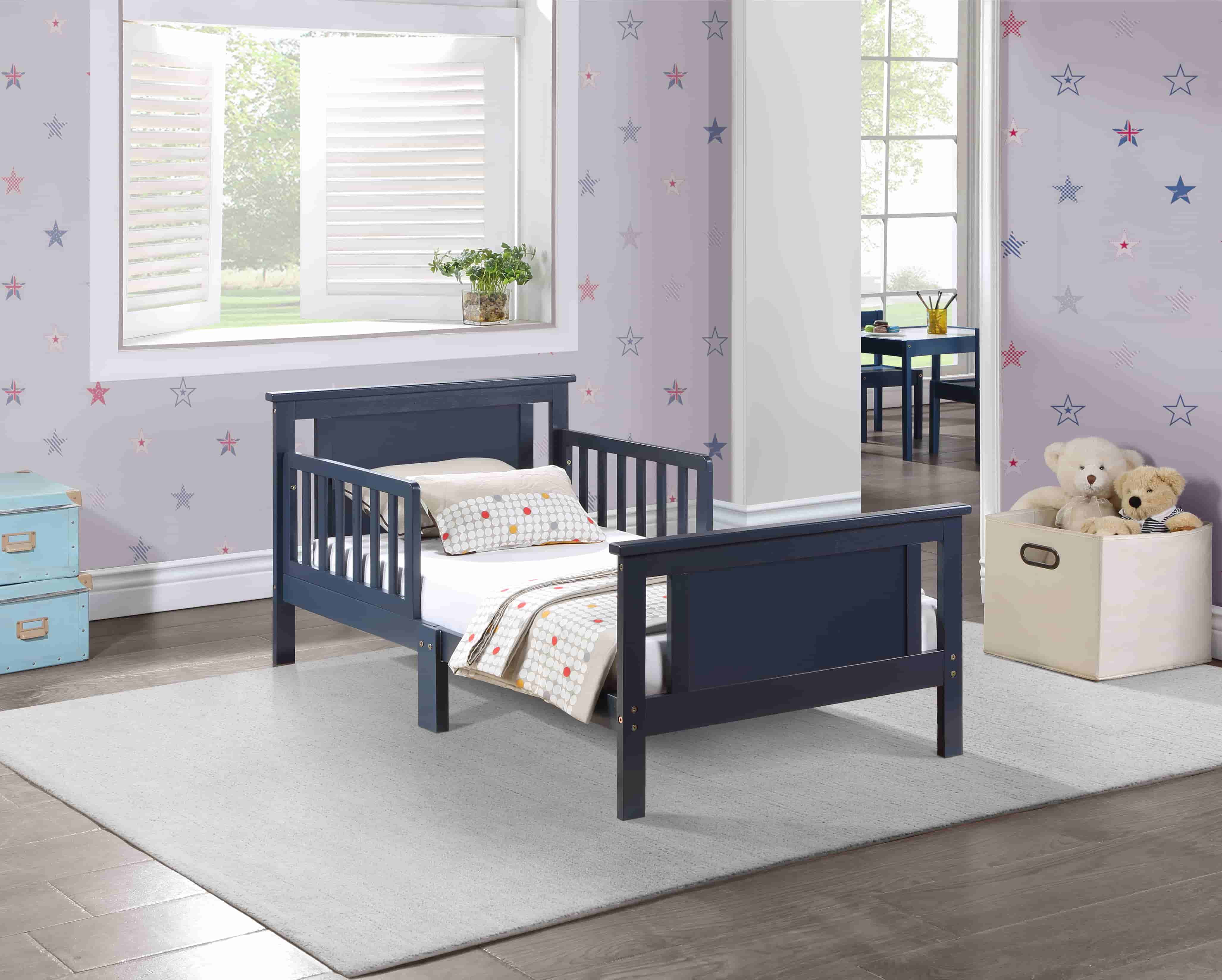 Toddler Bed with Reversible Panel Headboard and Footboard Panel, Wooden