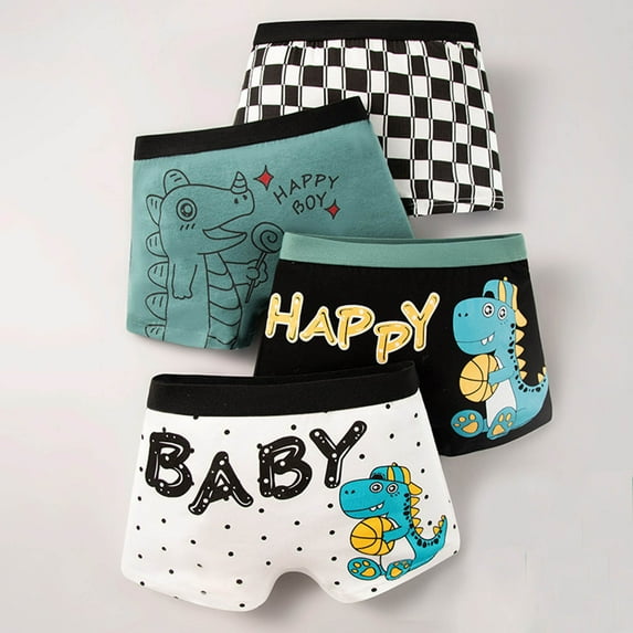 Toddler Big Boys Underwear Soft Boxer Briefs Cars print for Pupil Kindergarten Kids 4 Pack Dark Green 8-10T