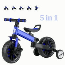 Toddler Bike, Tricycle for Toddlers 1-3, 4 in 1 Balance Training Bike, Birthday Gift & Toy for Boys and Girls, Foldable Infant Trike with Adjustable Seat & Removable Pedals (Blue)