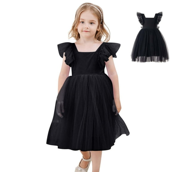 Toddler Black Girls Dress Ruffle Toddler Formal Dresses Girls Rainbow Dress Dress Up Clothes for Girls 18-24 M