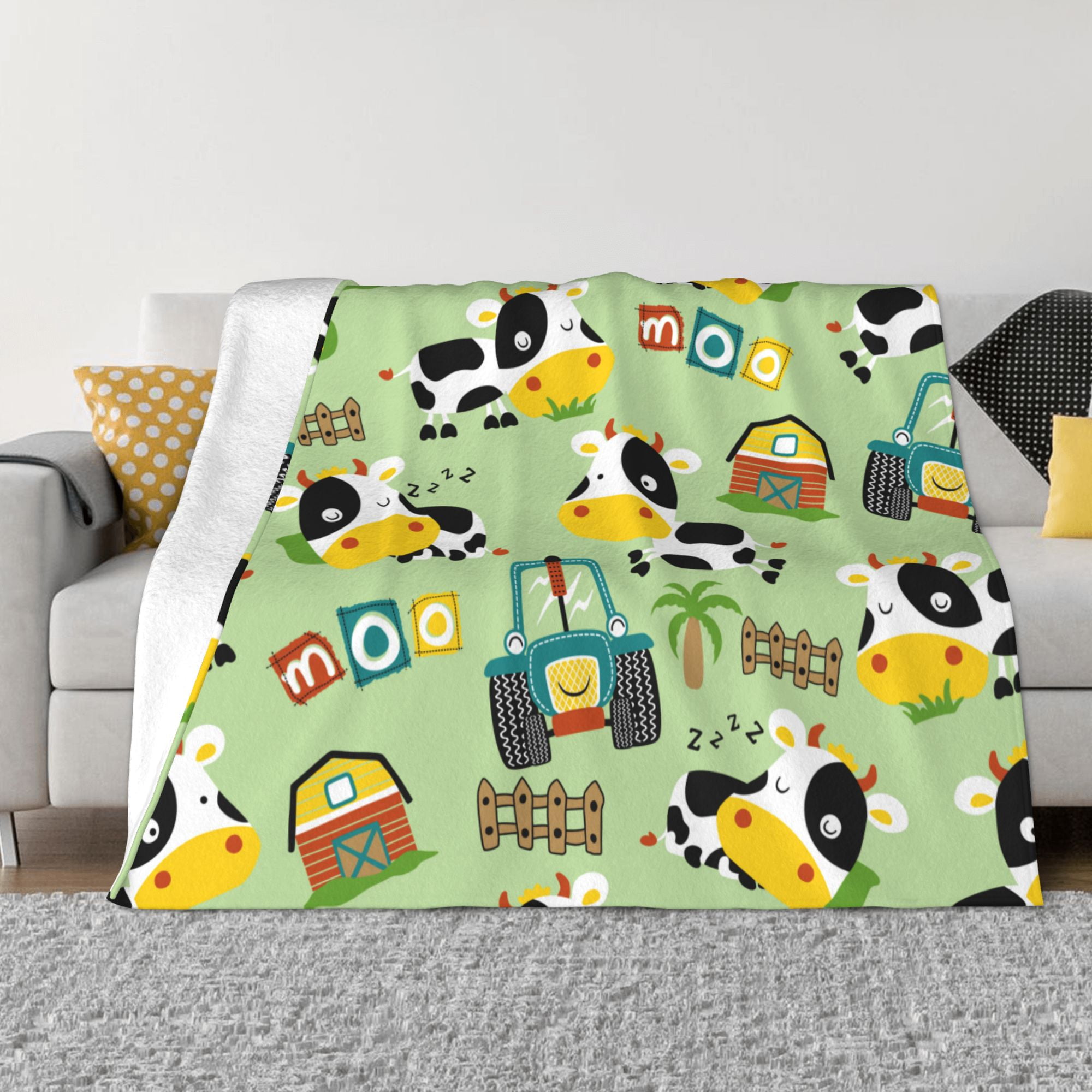 Toddler Blanket For Boys Girls Adult Lightweight Baby Kids Blanket Cute Soft Cartoon Cow