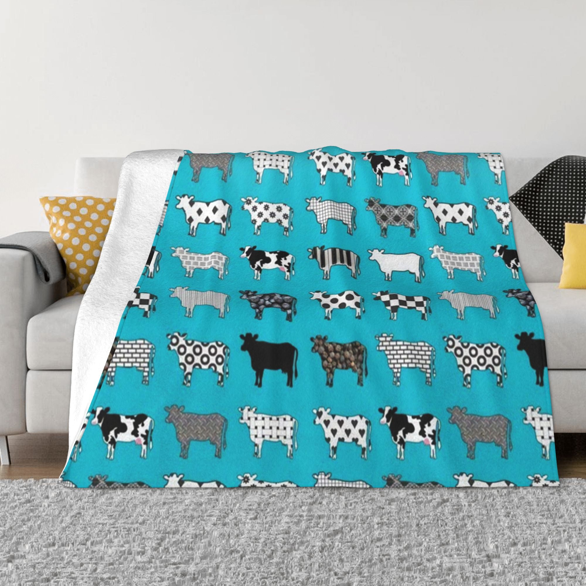 Toddler Blanket For Boys Girls Adult Lightweight Baby Kids Blanket Cute Soft Turquoise Cow