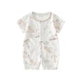 thumbnail image 1 of Toddler Bodysuit Clothing Clearance Short Sleeve Cotton Ribbed Newborn Jumpsuit Cute Print Button Down Summer Baby Boys Girls One Piece Romper, 1 of 3