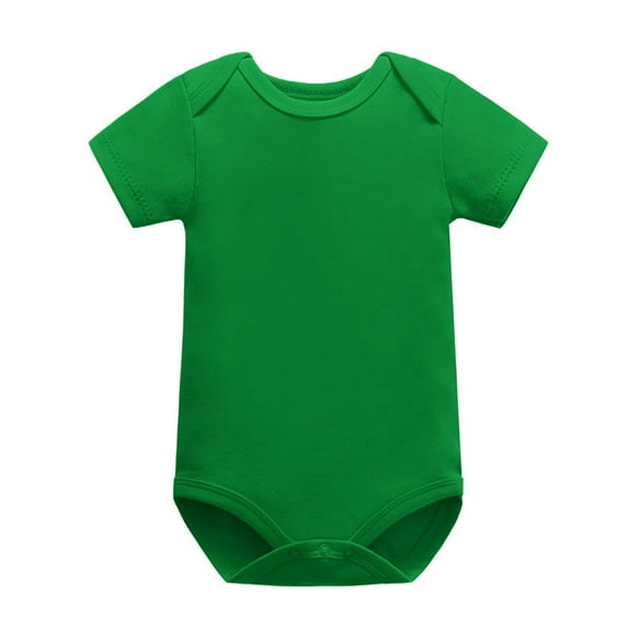 Toddler Bodysuits, Unisex Baby Cotton Crew Neck Short Sleeve Bodysuits, Solid Casual Loose Snap Closure Boys Girls Romper Green 18-24 Months
