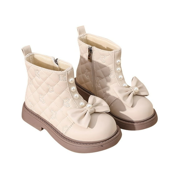 Toddler Boots,Ankle Boots for Girls Fashion Leather Stylish Warm Comfortable Kids Footwear,Toddler Boy Boots,Z02 Beige,11-11.5 Years