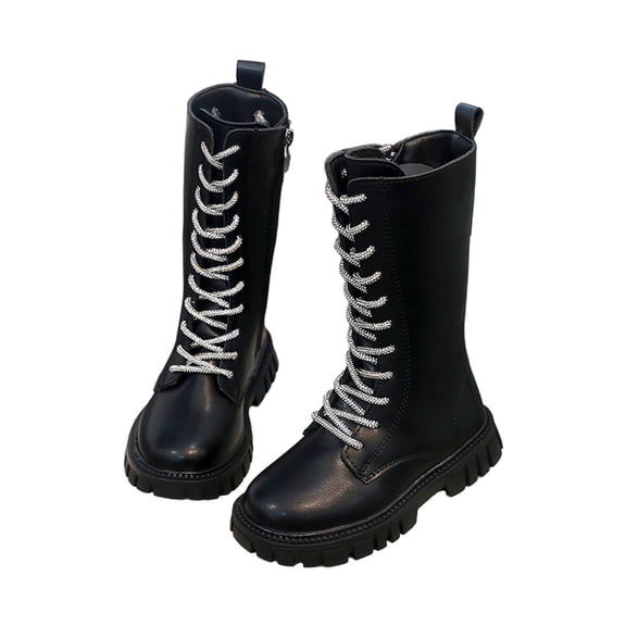 Toddler Boots Girl Girls Ankle Boots Warm Side Zipper Low Heel Short Booties Winter Snow for Fun, Black