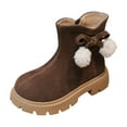 thumbnail image 1 of Toddler Boots Girl Girls Ankle Boots Warm Side Zipper Low Heel Short Booties Winter Snow for Kids, Brown, 1 of 3
