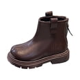 thumbnail image 1 of Toddler Boots,Girls Ankle Boots Stylish Short Boots Comfort Casual Kids Footwear,Toddler Boy Boots,Z02 Brown,8-9 Years, 1 of 9