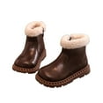 thumbnail image 1 of Toddler Boots Girls Autumn Winter Thick Soles Non Warm Comfortable Solid Furry Shoes for Cold Weather, Brown, 1 of 8