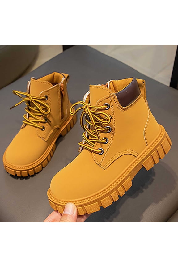 Toddler Boots,Girls Boots Autumn Winter Stylish Leather Work for Children Casual Ankle Booties for Everyday,Boys Cowboy Boots,02 Brown,5.5-6 Years