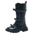 thumbnail image 1 of Toddler Boots - Long Boots Autumn Winter New Girls Style Waterproof Warm Lined Casual Shoes Non- Sole Kids Fashion Footwear - Fall Boots,Color:Black,Size:5.5-6 Years, 1 of 9