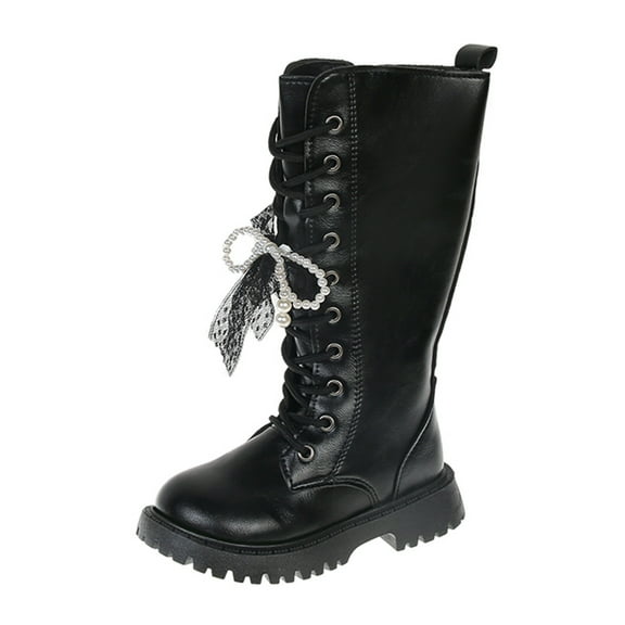 Toddler Boots,Sports Shoes Flat Thick Bottom PU Upper Comfortable Autumn Boots for Girls Activities,Girls Boots,Z05 Black,8-9 Years