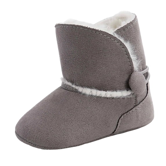 Toddler Boots Winter Baby Girls High Top Insulated Warm Boots Soft Lined Walking Shoes Non Flexible Sole Toddler Footwear Toddler Girl Boots Grey 6 Months-12 Months