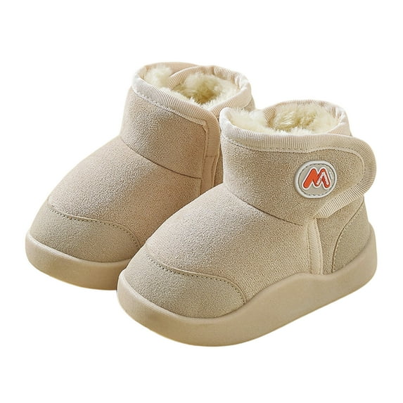 Toddler Boots Winter Girls Cozy Lined Boots Solid Color Non Outdoor Cold Weather Footwear Soft Toddler Youth Children Shoes Boots for Toddler Girl Beige 18 Months-24 Months
