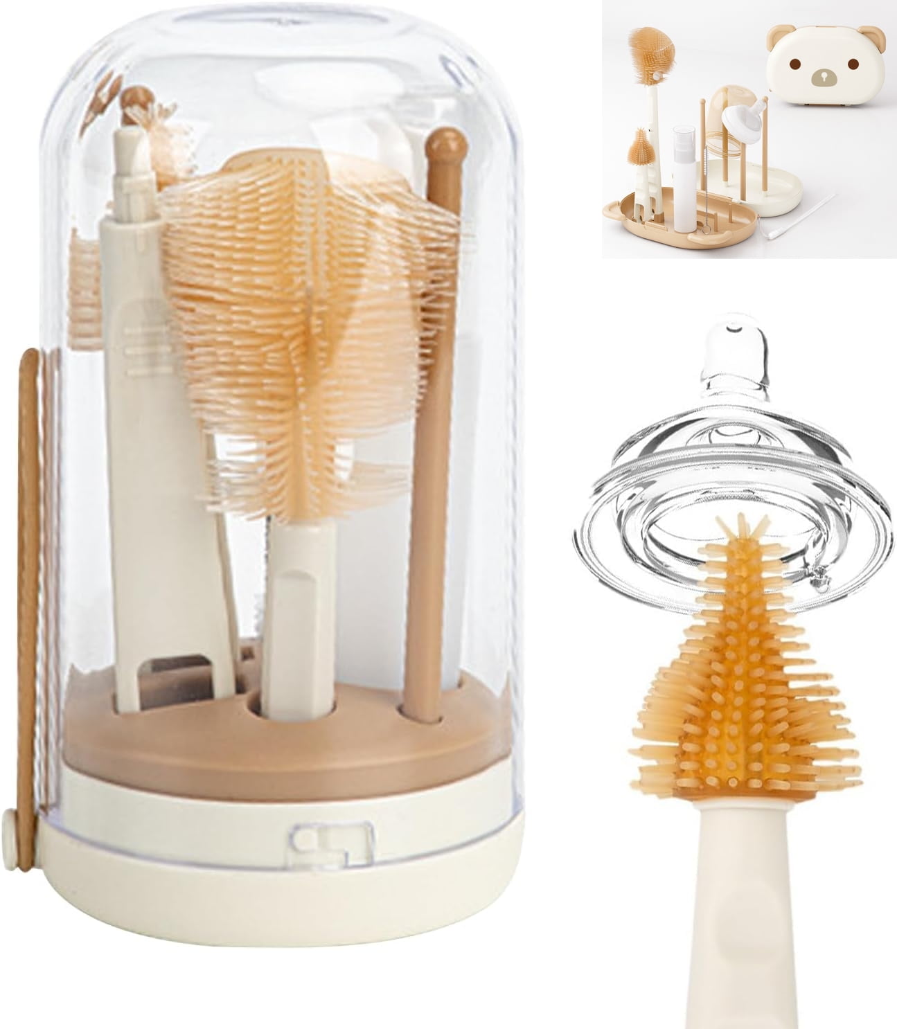 Toddler Bottle Brush Set,Portable Straw Teat for Nursing Visiting Friends and Relations Bottle-Feeding Cleaner Mould