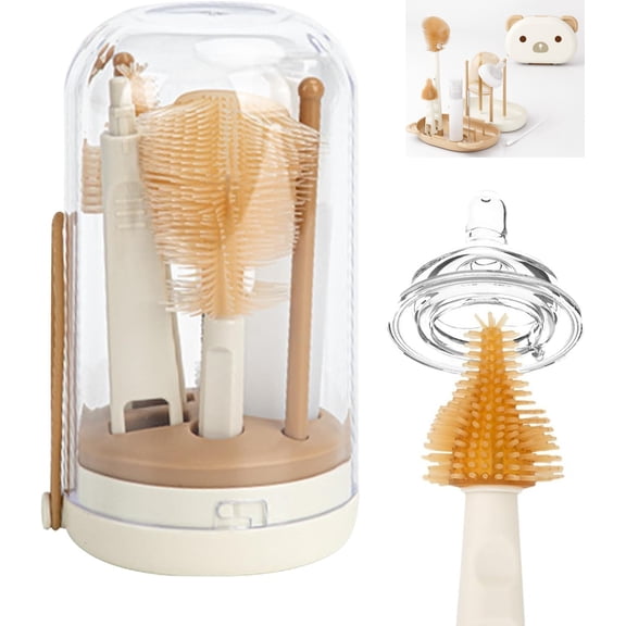 Toddler Bottle Brush Set,Portable Straw Teat for Nursing Visiting Friends and Relations Bottle-Feeding Cleaner Mould