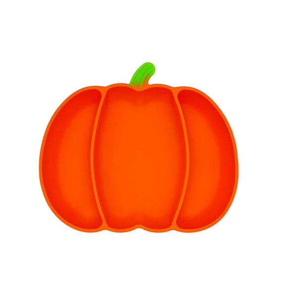Toddler Bowl Suction Plate Halloween Pumpkin Plate Grade Silicone Dish for Baby Self-Feeding Unbreakable Dishware