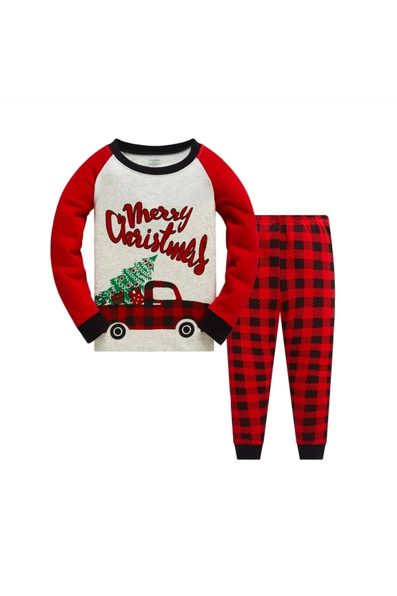 Toddler Boy 100% Cotton Christmas Pajamas Sets for Boys Christmas Tree Car Sleepwear Size 6T