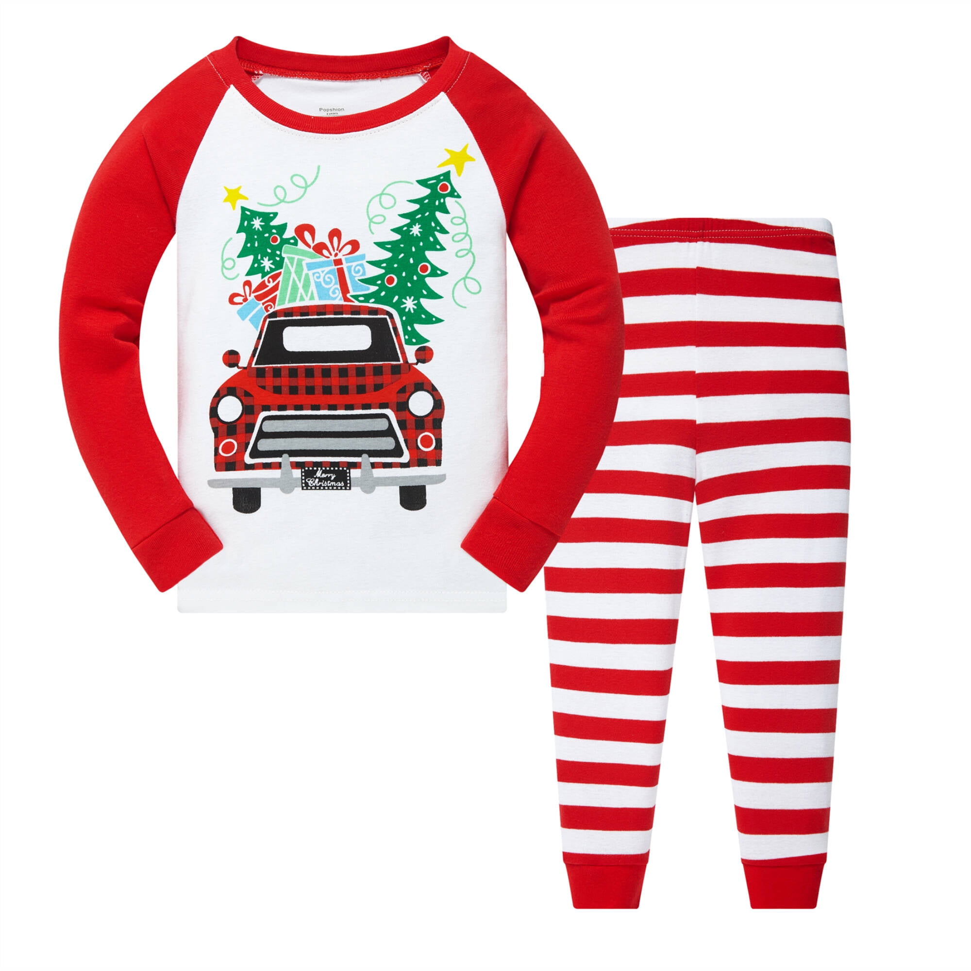 Toddler Boy 100% Cotton Christmas Pyjamas Set Truck Pjs Long Sleeve 2 ...