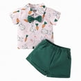 thumbnail image 1 of Toddler Boy 2 Piece Clothing Sets Rabbit Print and Bow Tie Button Down Shirt with Matching Shorts Little Boy Easter Clothes, 1 of 6