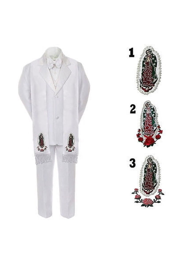Toddler Boy Baby Mary Christening Baptism Formal White Tuxedo Suit Stole Sm-20