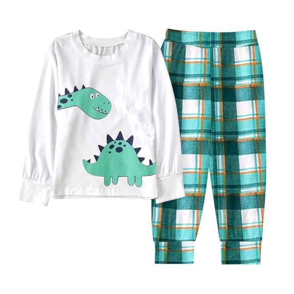 Toddler Boy Casual Clothing Set Dinosaur Print Long Sleeve Tops and Long Pants Sleepwear Set Outfits Size ,Green