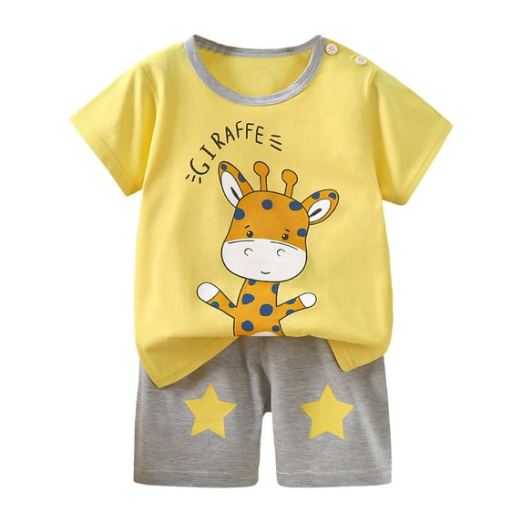 Toddler Boy Clothes 18-24 Months Toddler Baby Boy Summer Outfits Crew Neck T-shirt+Striped Shorts Set with Pockets Casual 2 Piece Clothes 1-6 Years